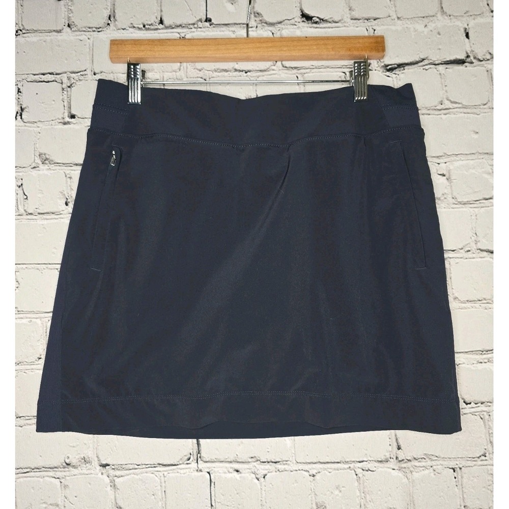 Athleta Womens Brooklyn Short Tennis Skort Midnight Blue Zipper Pockets Size 14